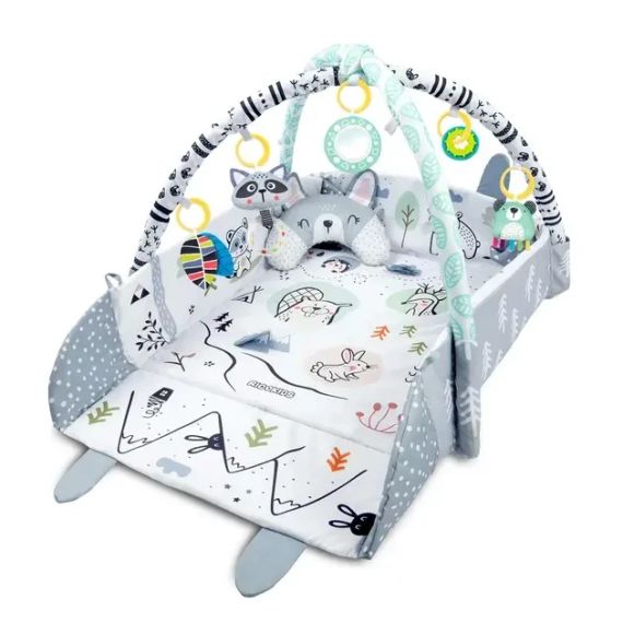 Детский коврик с мягкими бортиками Зайчик, подушкой, развивающий кокон | Зображення 6