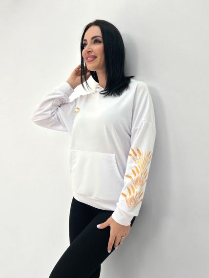 Женское весеннее худи с принтом колоски GF4195 цвет белый, размер 50/52 | Зображення 3