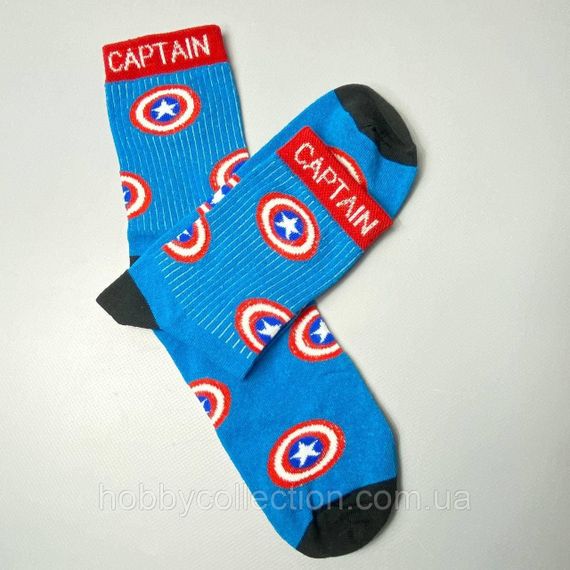 Шкарпетки чоловічі високі 1 пара "Captain America" сині 40-45 р бавовняні | Зображення 5