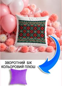 Подушка плюшева Мерч Крафт Дизайн з принтом орнамент 01 бузковий плюш квадратна 33х33 см