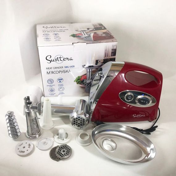 Електром'ясорубка Suntera SMG-5420R 1800 Вт, електром'ясорубка соковитискач для томатів, м'ясорубка для дому | Зображення 2