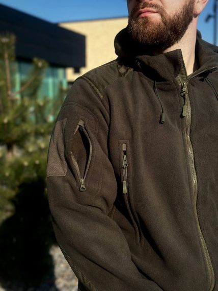 Тактична Куртка Олива мікрофліс з Капюшоном Military Olive | Зображення 7