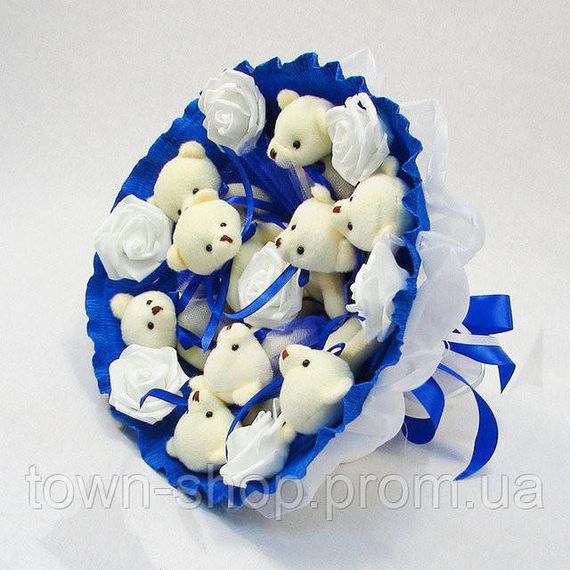 Букет из мягких игрушек 9 мишек 5339IT синий