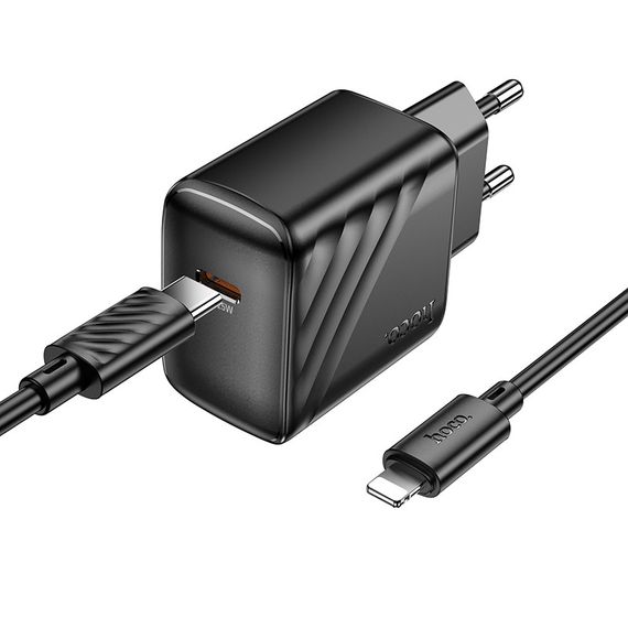 Мережевий зарядний пристрій Hoco CS24A 1 USB-C PD/QC 25W+Type-C to Lightning | Зображення 4