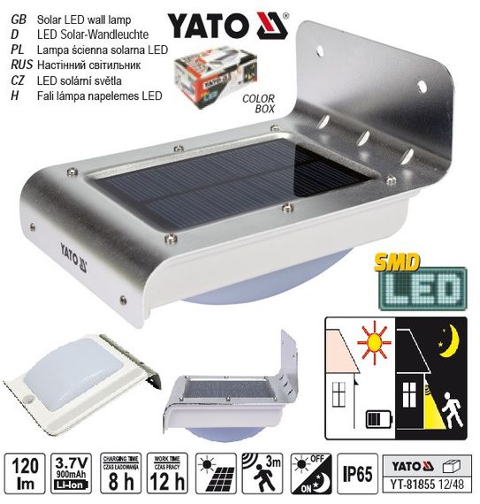 Светильник YATO Польша свитильник солнечный 3,7В датчик YT-81855