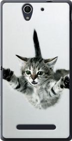 Чехол на Sony Xperia C3 D2502 Летящий котёнок "2322u-171-17620"
