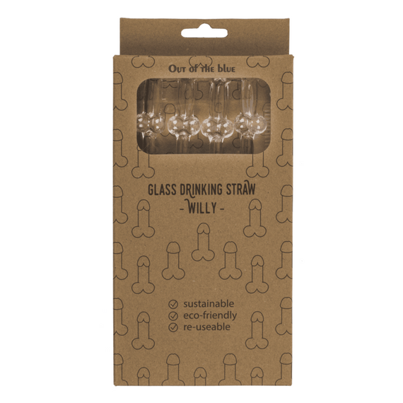 Скляні трубочки Glass Drinking Straw Willy (в наборі 4 трубочки та щіточка) sexstyle | Зображення 6