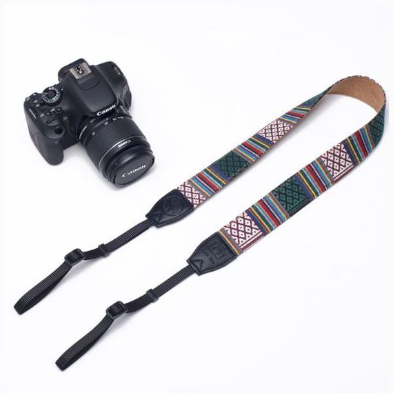 Універсальний ремінь для фотоапарата фотокамери з вишивкою CAMERA STRAP вінтажний тканинний | Зображення 1