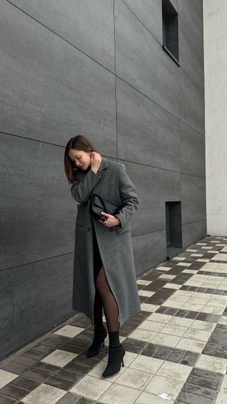Женское пальто прямого кроя из кашемира не утепленное цвет графит XL | Зображення 1
