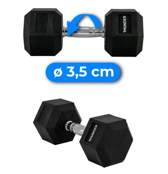Гантель шестигранна Thunder 15 кг (HEXAGONAL-DUMBBELLS-15KG) | Зображення 2