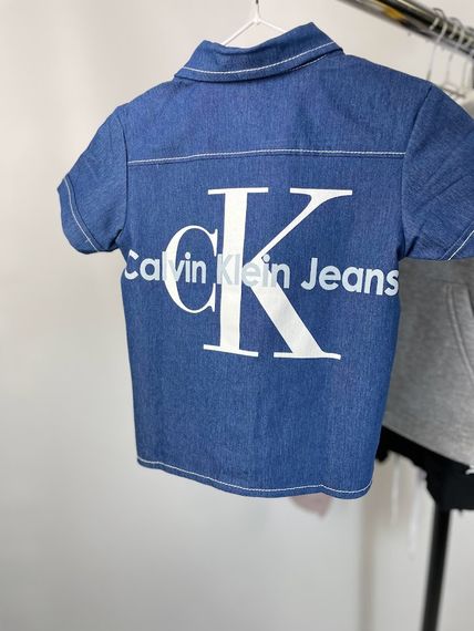 Джинсова футболка з надписом "Calvin Klein" | Зображення 2