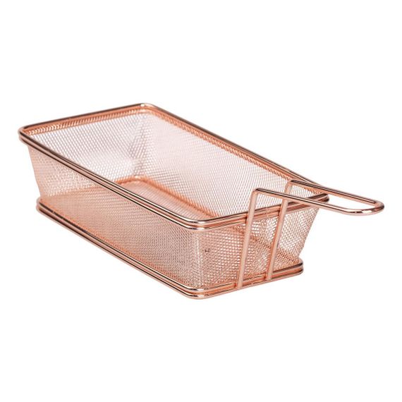 Корзина сервировочная 21×11.5×5.5 см для подачи картофеля фри и снеков с ручкой Розовая HP-19-11-R | Зображення 2