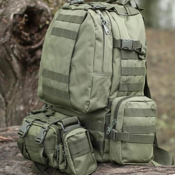 Военно-тактический рюкзак Molle Assault 55 L+ 3 органайзера Олива | Зображення 1