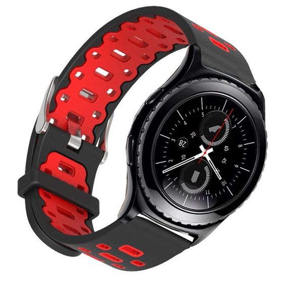 Спортивний ремінець Primo Perfor Classic для годинника Samsung Gear S2 Classic SM-R372 / R735 - Black&Red | Зображення 1