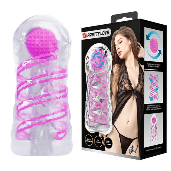 Прозорий мастурбатор вагіна PRETTY LOVE - Transparent masturbator,TPR pink Sex Aura