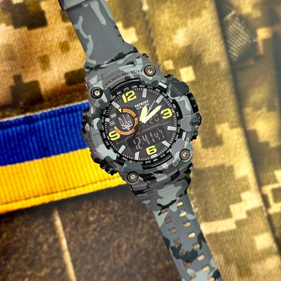 Годинник наручний Patriot 002CMGYUASI Тризуб срібло Сірий камуфляж + Коробка. | Зображення 2