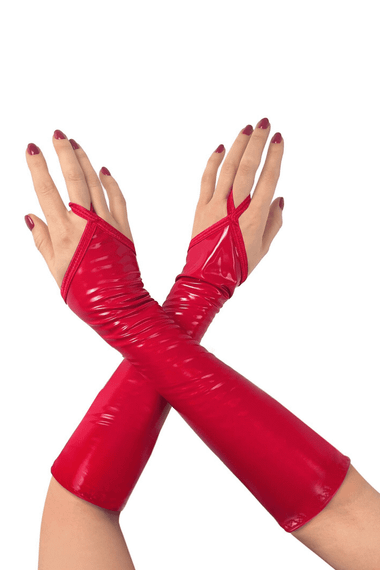 Короткі вінілові миттинки Art of Sex Lora, Червоний, M