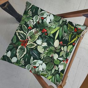 Подушка на стул с завязками Зеленое разнообразие 40x40x4 см (PZ_23NG002)