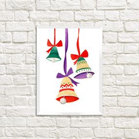 Постер в рамці Новорічні дзвіночки 30x42 см, A3 (WMT3_22NG003_WH)