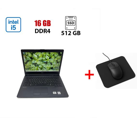 Ультрабук Fujitsu LifeBook U7410 / 14" (1920x1080) IPS / Intel Core i5-10210U (4 (8) ядра по 1.6 - 4.2 GHz) / 16 GB DDR4 / 512 GB SSD NVMe / Intel UHD Graphics / WebCam б/у + Подарок Мышка и коврик