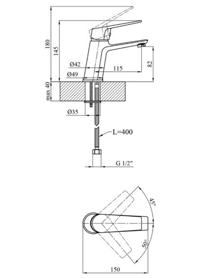 Змішувач для раковини Kroner KRP Dorn - C010 (CV033918) | Зображення 1