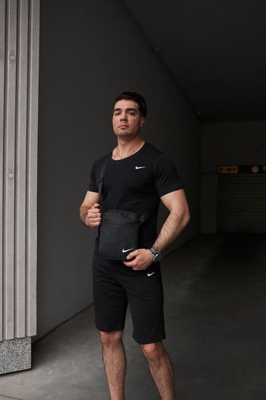 Комплект чоловічий Nike: футболка чорна + шорти чорні + барсетка чорна (1586983898) | Зображення 2