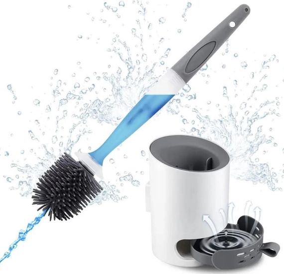 Силиконовый туалетный ершик для унитаза Primo STY01 с дозатором для моющего средства - Grey