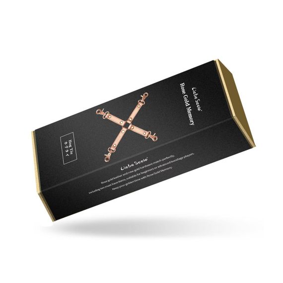 Хрестовина для фіксації Liebe Seele Rose Gold Memory Hog Tie, натуральна шкіра, рожеве золото Sex Aura | Зображення 6