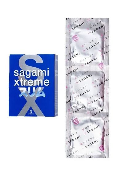 Супертонкие латексные презервативы Sagami Xtreme Feel Fit (цена за упаковку 3 шт.) Sex Aura | Зображення 2