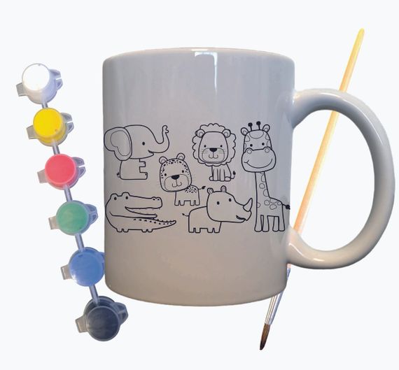 Набір для творчості кружка розмальовка "Веселі Звірятка" 330 мл біла | Зображення 1