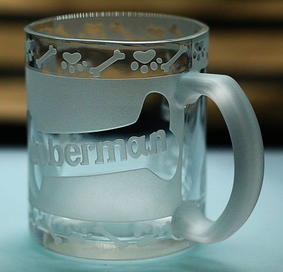 Скляна чашка кружка 320 мл  з гравіюванням Доберман подарунок для власника собаки або поціновувача породи | Зображення 6