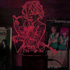 Акриловый светильник-ночник Осаму Дазай 2 красный tty-n002314