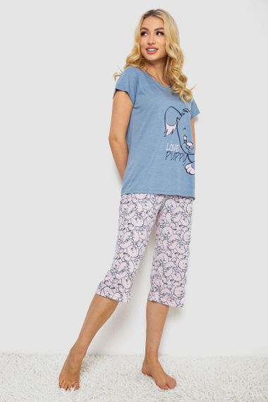 Пижама женская с принтом, цвет джинс, 243R7106 | Зображення 2