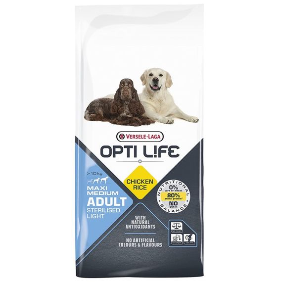 Сухой корм для стерилизованных собак Opti Life Sterilised Light Medium & Maxi, 12.5 кг