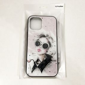 Чохол для Apple Iphone 12 Pro Max дівчина в окулярах. Колір: рожевий HW-77