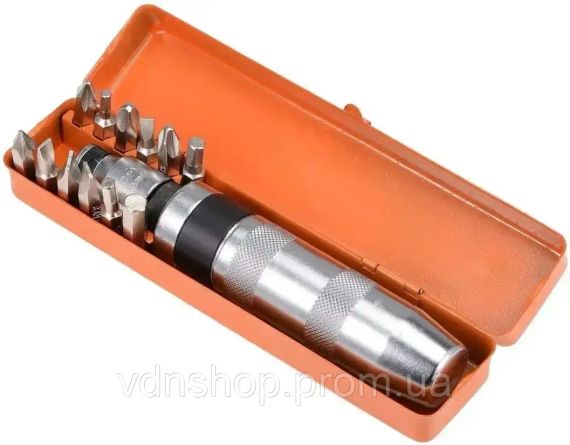Набір викруток 14 предметів з перехідником і бітами, ударно-поворотна викрутка 1/2" | Зображення 1