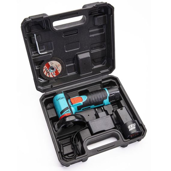 Акумуляторна болгарка у валізі (2 акумулятори 12V, 2 диска), W-153-7 / Кутова шліфувальна машина / Міні електроболгарка бездротова | Зображення 9