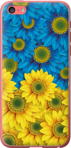 Чехол на iPhone 5c Жёлто-голубые цветы "1048u-23-17620"