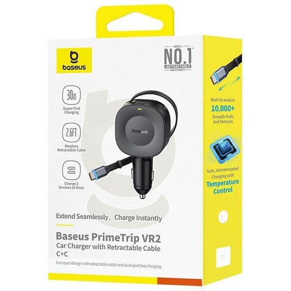 АЗУ Baseus PrimeTrip VR2 45W with retractable cable (2USB-C) (C02069) Cosmic Black | Зображення 2
