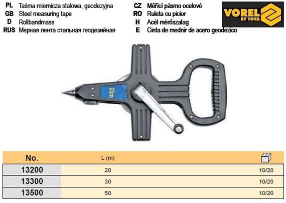 Рулетка Польша сталь геодезическая 30 м VOREL-13300