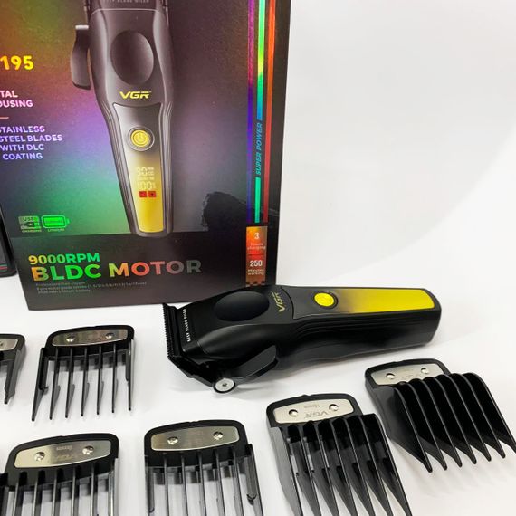 Машинка для стрижки акумуляторна з керамічними ножами VGR, Професійний тример з насадками NG-34 | Зображення 7