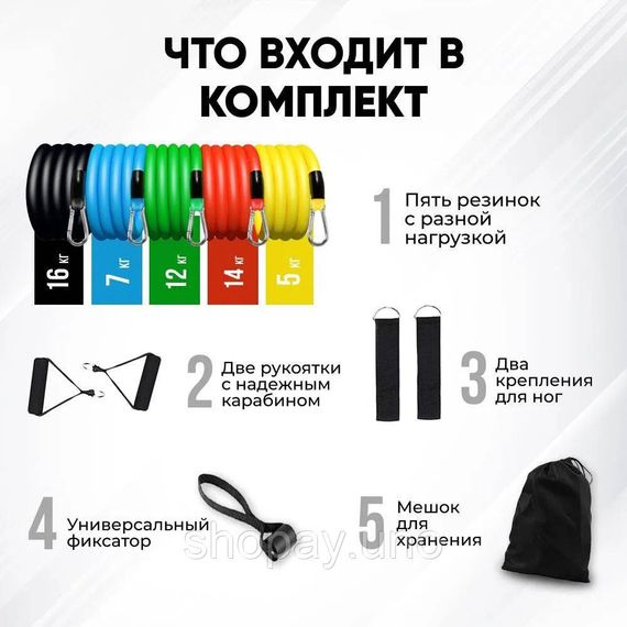 Лента для пилатеса exercise pipe, Набор резинок для фитнеса, Силовой эспандер упражнения OX-95 | Зображення 6