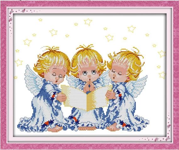 Набір для вишивання за нанесеною на канву схемою "The praying angel". AIDA 14CT printed 39*33 см
