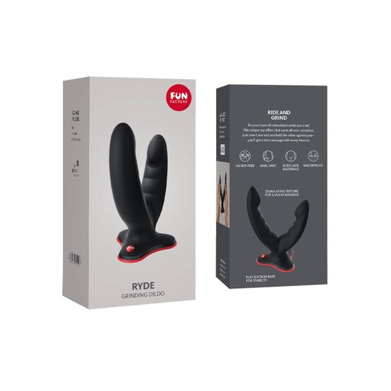 Подвійний фалоімітатор Fun Factory RYDE black, гнучкі стовбури, присоска sexstyle | Зображення 6