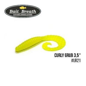Силіконова приманка, Їстівний силікон Bait Breath Curly Grub 3,5" (10шт) (Ur21 yellow)