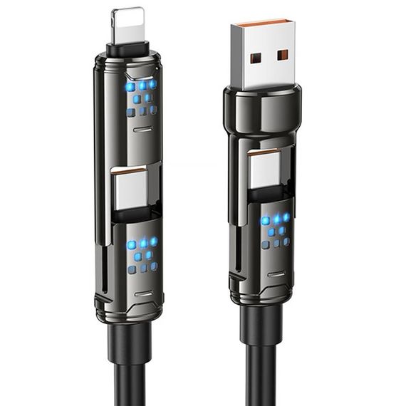 Дата кабель Hoco U143 Joy 4in1 USB to Lightning/Type-C to Type-C 240W (1.2m) Black
