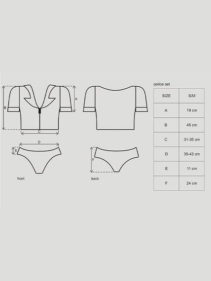 Еротичний костюм поліцейського Obsessive Police set S/M, black, топ, шорти, кепка, пояс, портупея Sex Aura | Зображення 3