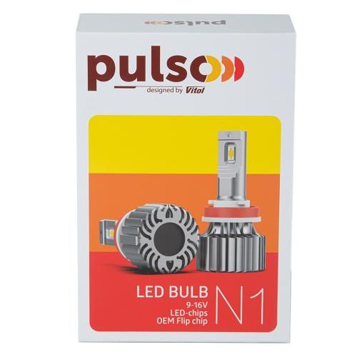 Лампи PULSO N1-H8-H9-H11-H16/LED-chips OEM PHILIPS Flip chip/9-16V/2*70W/8500Lm/6500K | Зображення 2