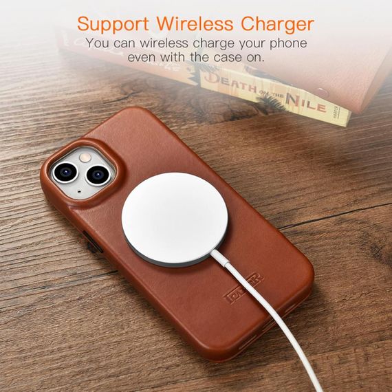 Чехол ICARER для iPhone 14 pro max, винтажный кожаный флип-чехол с отделением для карт, магнитный | Зображення 4