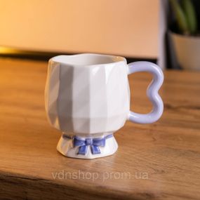 Чашка фарфоровая на ножке 400 (мл) оригинальная кружка на подарок чашка для чая и кофе Сиреневый FM-39A